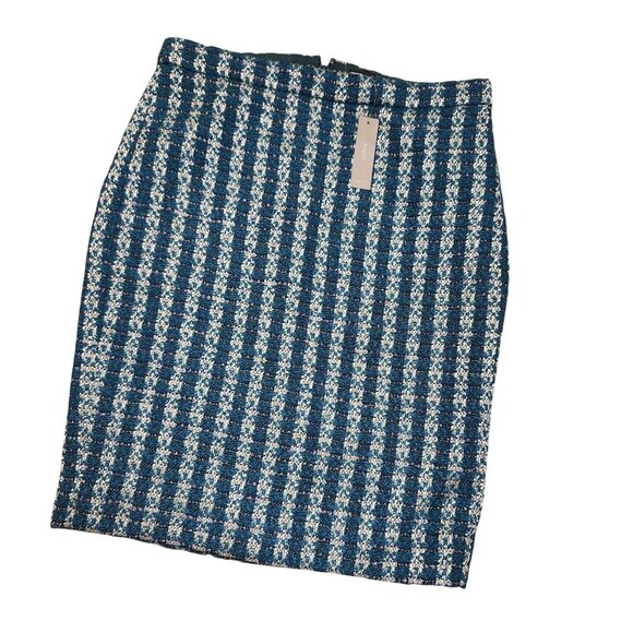 J.Crew Womens Tweed Pencil Skirt No. 2 Size 8 Plaid Wool Blend New With Tags - Picture 1 of 9